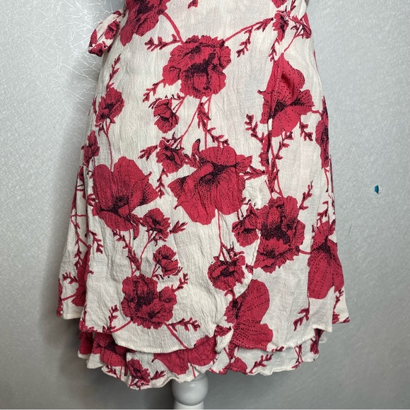 Free People French Quarter Print Cream Combo Wrap Floral Mini Dress Medium - Picture 5 of 11